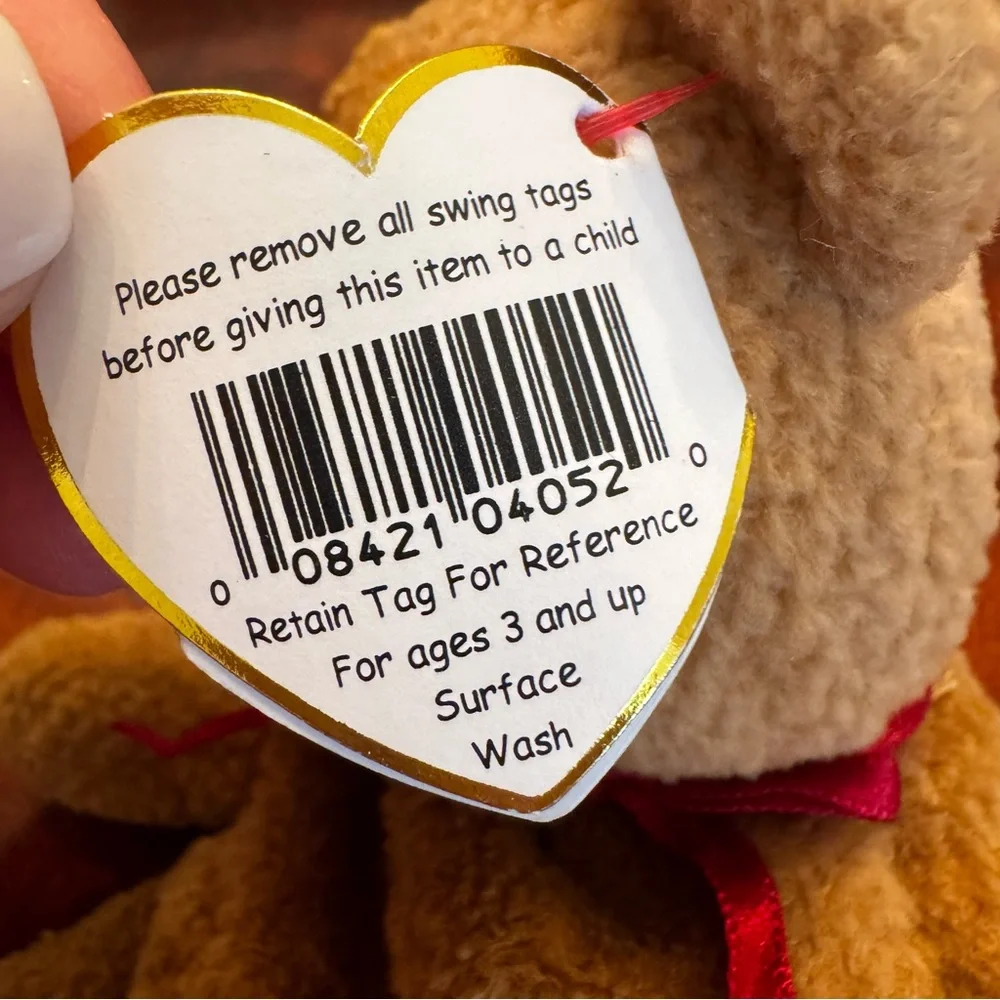 Vintage Ty Beanie Baby Curly Bear PE Pellets 5th Gen Tags